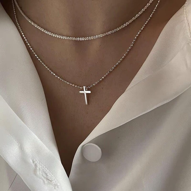 VIROMY Gold Cross Necklace for Women 14K Gold Plated Cute Sidways Cross Pendant Choker Necklaces Simple Trendy Everyday Jewelry for Women - Image 3